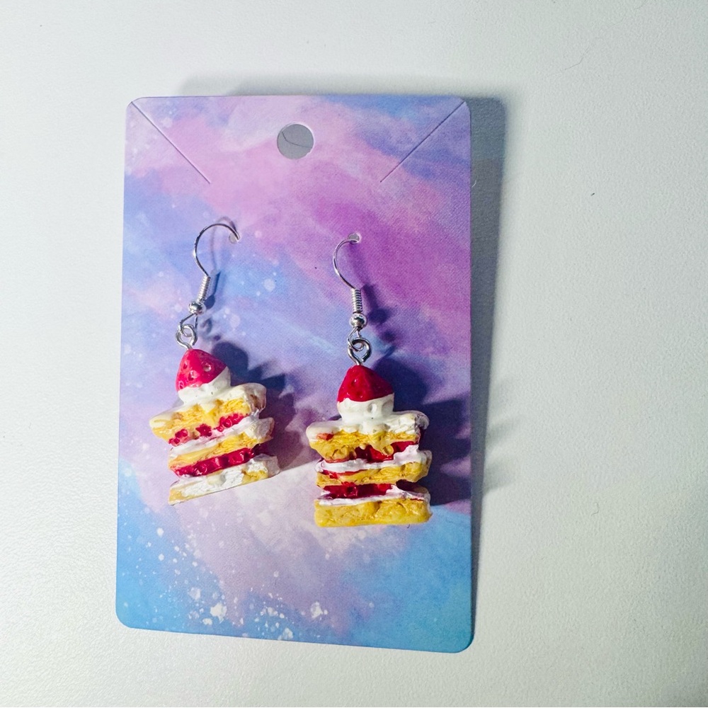 Strawberry shortcake acrylic stainless steel hooks dangle earrings